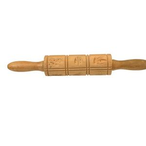 Vintage W. Germany carved wood cookie shortbread springerle rolling pin mold